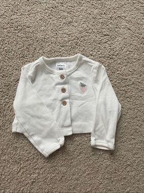 Carter's White Baby Cardigan with Pink Strawberry Accent